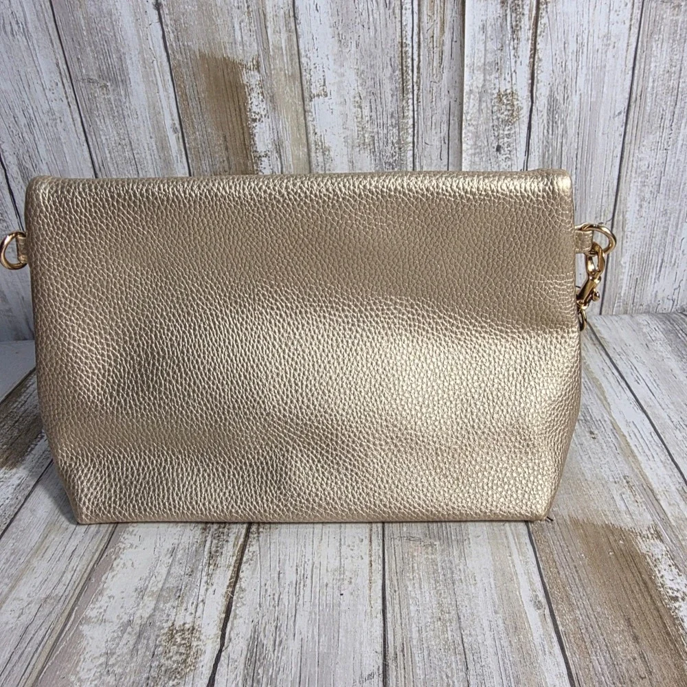 Versace Parfums Black Gold Pebbled Faux Leather Medusa Foldover Clutch Bag